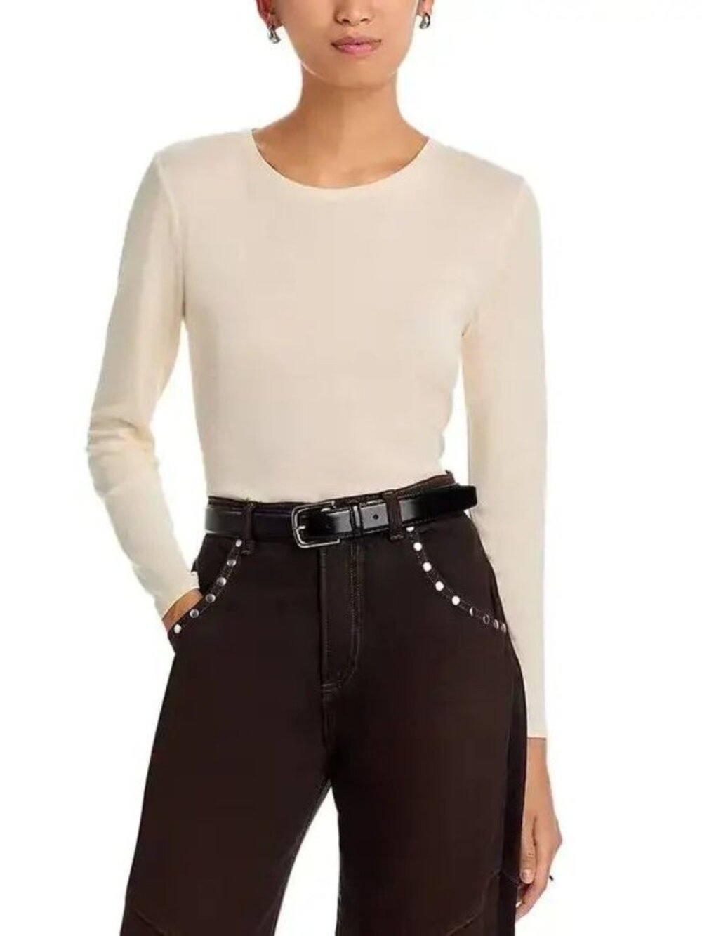 $58 French Connection Reeves Jersey Knit Top Porcelain cream Size S